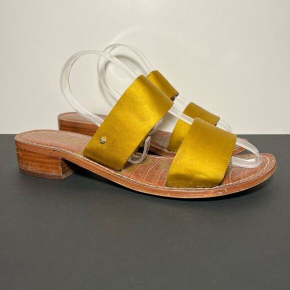 Sam Edelman Shoes - Womens SAM EDELMAN Jeni Gold Satin Block Heeled Sandals / Size 9 Medium